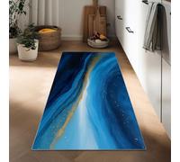 Tapis Couloir Long 50 x 140 cm, Tapis Passage Poil Ras Art Abstrait, Lavable en Machine Coureur de Cuisine Marbre Étoilé Tourbillon Fluide, Antidérapant Coureur D'entrée Descente de Lit Chambre