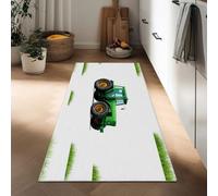Tapis couloir long 60 x 150 cm style cottage, tapis passage poil ras dessins animés tracteurs prairie - lavable en machine coureur de cuisine antidérapant coureur d'entrée descente de lit chambre