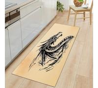 Tapis Couloir Long Animal Texture de Dragon Moquette 40 x 120 cm, Antidérapant Coureur de Passage Gravure sur Bois Minimaliste Couloir Tapis de Sol de Cuisine - Coureur Paillasson pour Salon Chambre