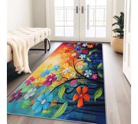 Tapis Couloir Long Antidérapant, 60 x 120 cm Interieur Bureau Poil Ras Decoration - Tribal américain Traditionnel Lignes géométriques Coureur Paillasson pour Salon Adulte ChambreOrange