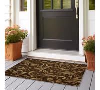 Tapis Couloir Long Brun Cuisine Absorbant Tapis de Passage 60x180 cm Tapis Entrée Intérieur pour Cuisine Couloir Passage Chambre Tapis de Volutes de Style européen, Luxe Discret