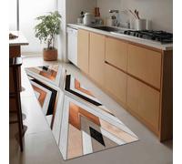 Tapis Couloir Long Cuivre Lavable en Machine - Tapis de Passage à Poils Courts Élégant Géométrique Moderne Art pour Cuisine Salon Chambre Bureau Chambre d'enfant buanderie 60 x 150 cm