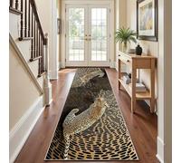 Tapis Couloir Long Léopard 3D, 80x300 cm, Tapis de Cuisine Guépard Animaux Sauvages Moderne Abstrait Antidérapant et Lavable, Poil Ras Doux Carpet pour Passage, Entrée, Salon, Chambre, Cuisine