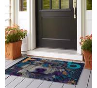 Tapis Couloir Long Miroir décoratif Trendy Wolf Individualité Tapis Cuisine Devant Evier Antidérapant Absorbant Tapis Intérieur Entrée Long 60x210 cm de Passage Moderne pour Couloir Bleu