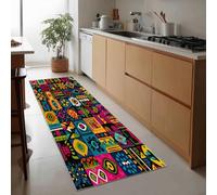 Tapis Couloir Long Noir-Rouge Lavable en Machine - Tapis de Passage à Poils Courts Géométrique Art Traditionnel Tribal pour Cuisine Salon Chambre Bureau Chambre d'enfant buanderie 60 x 150 cm