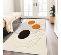 Tapis Couloir Long Rétro Géométrie Abstraite Cercles, Antidérapant Absorbant Tapis Intérieur Entrée 50 x 150 cm, Abricot DéCoration IntéRieure Lavable Tapis pour Enfants Ados