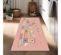 Tapis Couloir Long Thème Spatial De Dessin Animé Marelle Fusée 60 x 180 cm Doux Antidérapant Tapis Étroit, Rose Lavable Moquette Cuisine Long - Coureur de Passage pour Cuisine Couloir Passage Chambre