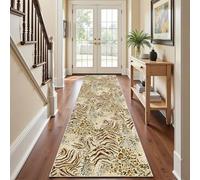 Tapis Couloir Long Zébré Léopard Tigre, 80x300 cm, Tapis de Cuisine Animaux Sauvages Ferme Vintage Abstrait Antidérapant et Lavable, Poil Ras Doux Carpet pour Passage, Entrée, Salon, Chambre, Cuisine