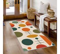 Tapis Couloir Médiéval Antidérapant Long Lavable Machine, Tapis De Couloir Abstrait Géométrique Orange De Cuisine Passage Entree Intérieur Descente De Lit Chambre Poil Ras 70x250 cm