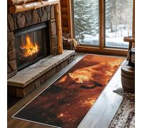 Tapis Couloir Renard Antidérapant Long Lavable Machine, Tapis De Couloir Feu Animaux Fantaisie De Cuisine Passage Entree Intérieur Descente De Lit Chambre Poil Ras 70x200 cm