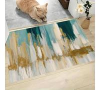 Tapis Coups De Pinceau Lignes Feuille D'Or 60 X 90 Cm Or Vert Pour Salle De Bain Cuisine, Petit Paillasson D'Entrée D'Intérieur, Luxe Abordable Et Style Moderne, Tapis De Sol Antidérapant Lavable