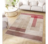 Tapis court Bourgogne Beige Effet 3D Salon Chambre Design 140 x 200 cm