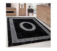 Carpettex Teppich Tapis de salon à poils courts 200 x 290 cm - Noir - Moderne - Design méandre - Moelleux - Extra doux - Lavable - Pour cuisine, salle à manger, chambre d'enfant, salon