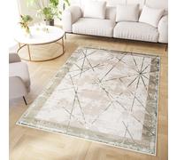 Tapis court vert clair beige effet 3D salon chambre design 160 x 220 cm