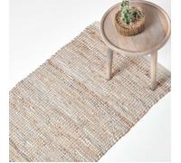 Tapis cuir Madras couleur naturelle 66 x 200 cm