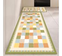 Tapis Cuisine 40X60Cm+40X120Cm Géométrie Orange Mode Lavables 2 Pièces,Tapis Cuisine Devant Evier Cuir,Durable Facile À Nettoyer pour Plan De Travail Ou Bureau Debout