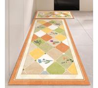 Tapis Cuisine 50X80Cm Géométrie Jaune Ensemble De Deux Pièces Tapis De Cuisine Antidérapants,Lavable, Imperméable À l'eau Et À l'huile, pour Couloir, Salle Manger, Entrée