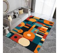 Tapis Cuisine 60x90 cm Imitation Cachemire Lavable Art Abstrait Motif Géométrique Rétro 3D Antidérapant Nettoyage Facile à la Machine ou à la Main Idéal pour Entrée Studio Côté Lit Q-118