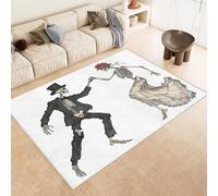 Tapis Cuisine 60x90 cm Imitation Cachemire Lavable Motif CrâNe Danse Abstrait 3D Antidérapant Nettoyage Facile à la Machine ou à la Main Idéal pour Entrée Studio Côté Lit ou Décoration Murale