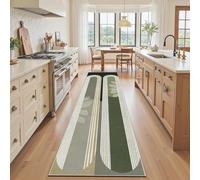 Tapis Cuisine 70x200 Ligne Arqué Feuilles Botanique, Mid Century Minimaliste Boho Moderne Tapis de Passage Couloir Long, Moquette Chambre Antidérapant, Paillasson Entree Lavable pour Salon Evier