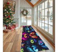 Tapis Cuisine Animaux Chat Antidérapant et Lavable Tapis de Cuisine Devant Evier Mystique Œil Absorbant Tapis de Couloir Long Décoratif Art Abstrait Néon Entrée et Sol de Maison 60x120 cm