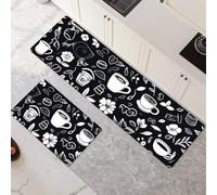 Tapis Cuisine Antidérapant Lavable, Black Lot de 2 Tapis de Cuisine Devant Evier Super Absorbant Séchage Rapide pour Couloir, Salle de Bain, Salle à Manger, D'entrée et Porte 100x160cm+100x300cm 6-714