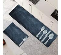 Tapis Cuisine Antidérapant Lavable Blackboard Lot de 2 Tapis de Cuisine Devant Evier Super Absorbant Séchage Rapide pour Couloir, Salle de Bain, Salle à Manger, D'entrée 120x180cm+120x360cm 6-858
