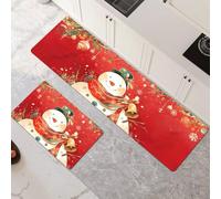 Tapis Cuisine Antidérapant Lavable Christmas Lot de 2 Tapis de Cuisine Devant Evier Super Absorbant Séchage Rapide pour Couloir, Salle de Bain, Salle à Manger, D'entrée et Porte 40x60cm+40x120cm 6-930