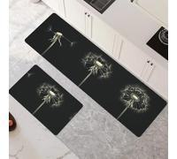 Tapis Cuisine Antidérapant Lavable Dandelion Lot de 2 Tapis de Cuisine Devant Evier Super Absorbant Séchage Rapide pour Couloir, Salle de Bain, Salle à Manger, D'entrée et Porte 45x70cm+45x140cm 6-582