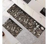 Tapis Cuisine Antidérapant Lavable, Dark Lot de 2 Tapis de Cuisine Devant Evier Super Absorbant Séchage Rapide pour Couloir, Salle de Bain, Salle à Manger, D'entrée et Porte 120x180cm+120x360cm 6-594