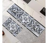 Tapis Cuisine Antidérapant Lavable, Decor Lot de 2 Tapis de Cuisine Devant Evier Super Absorbant Séchage Rapide pour Couloir, Salle de Bain, Salle à Manger, D'entrée et Porte 30x50cm+30x90cm 6-747