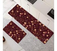 Tapis Cuisine Antidérapant Lavable, Flower Lot de 2 Tapis de Cuisine Devant Evier Super Absorbant Séchage Rapide pour Couloir, Salle de Bain, Salle à Manger, D'entrée et Porte 50x80cm+50x150cm 6-1155