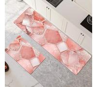 Tapis Cuisine Antidérapant Lavable, Pink Lot de 2 Tapis de Cuisine Devant Evier Super Absorbant Séchage Rapide pour Couloir, Salle de Bain, Salle à Manger, D'entrée et Porte 45x70cm+45x140cm 6-441