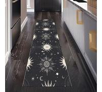 Tapis Cuisine Astrologie Ciel Étoilé Antidérapant et Lavable Tapis de Cuisine Devant Evier Mystique Lune Absorbant Tapis de Couloir Long Science Fiction Univers Entrée et Sol de Maison 80x300 cm