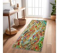 Tapis Cuisine Devant evier, Coloré Couloir Antiderapant - Dessin animé Ville Aire de Jeux pour Enfants Carte Machine Doux, 60 x 120 cm Tapis Couloir pour Salon Chambre Les Chambres Jeunes Adulte