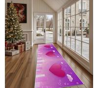 Tapis Cuisine Devant Evier Romantique Coeur Tapis de Sol Long et Antidérapant Dessin Animé Ville Tapis de Couloir Lavable Rose Nuage Absorbant pour Entrée et Salle de Bain 60x180 cm
