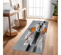 Tapis Cuisine Devant Gris Antidérapant et Lavable, Légère Résistant à l'huile Tapis Motifs Galets Surface l'eau Papillons Fleurs, Moquette Nature for Cuisine Salon Entrée, 80x300 cm