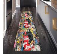 Tapis Cuisine Graffiti Singe Antidérapant et Lavable Tapis de Cuisine Devant Evier Street Culture Animal Absorbant Tapis de Couloir Long Décoratif Coloré Mots Entrée et Sol de Maison 80x300 cm