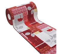 Tapis cuisine moderne feuilles anti-dérapantes pour salle à carreaux Mod.FAKIRO DIS_47 50 x 115 rouge