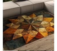 Tapis d’Art géométrique rétro Classique Mystérieux 3D étoiles Motif Design Tapis antidérapant à Poils Ras pour Salle à Manger couloirs 120x240cm