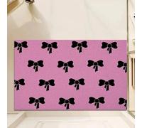 Tapis d’entrée 3D Noir et Rose en Forme de nœud Oraison Simple avancée pour Filles Salle de Bain Cuisine Salon Tapis antidérapant - 50x80cm