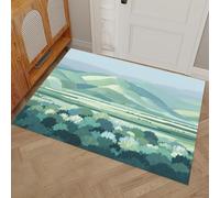 Tapis D’Entrée Intérieur Collines Vallées, 50 x 80 cm Paillasson D'Entrée De Bienvenue Peinture À L'Huile Paysage Paillasson Ultra-Fin Tapis Cuisine Devant Evier pour Porte et Couloir, Haricot Vert