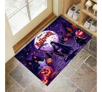 Tapis d’entrée intérieur - paillasson Lavable à Motifs sombre terrifiant | Tapis antidérapant pour entrée, Cuisine ou Chambre, paillasson rectangulaire Pleine Lune la Citrouille Mortelle, 50 x 80 cm