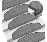 vidaXL Tapis d'escalier Demi-rond 10 pièces 65 x 24 x 4 cm Gris foncé Grand 149753