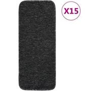Tapis d escalier 15 pcs 60x25 cm Anthracite Rectangulaire Anthracite G