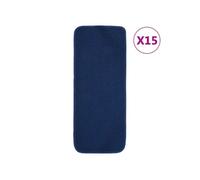 Tapis d escalier 15 pcs 60x25 cm Bleu marine Rectangulaire Bleu G