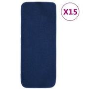 Tapis d escalier 15 pcs 60x25 cm Bleu marine Rectangulaire Bleu G