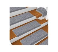 vidaXL Tapis d'escalier 15 pièces 65 x 21 x 4 cm Gris Clair Bord rectangulaire