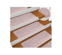 Tapis d escalier 15 pcs 65x21x4 cm Blanc et rose