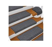 Vidaxl Tapis D'escalier 15 Pcs 65x25 Cm Gris Et Noir